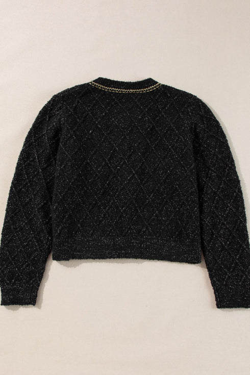 'Arabelle' Tweed Knit Sweater - Celes Fashion